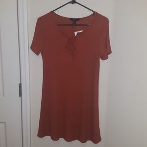 Ribbed rust dress
